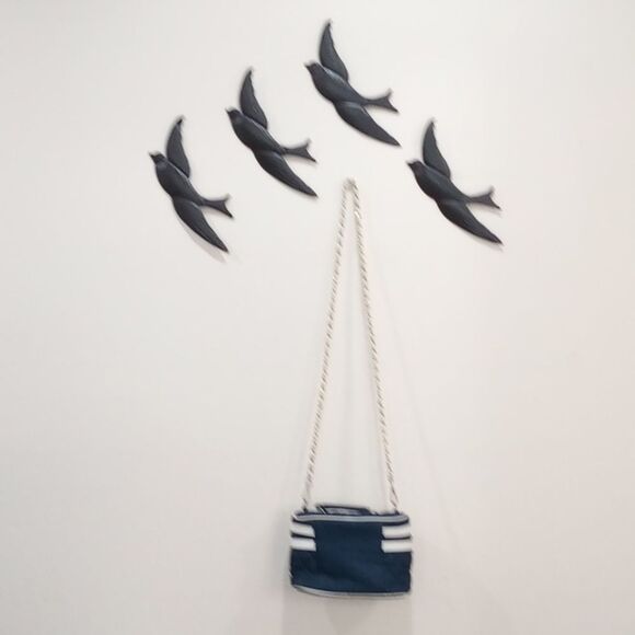 Vintage Raquel Wolf New York Quilted Denim Zip Around Train Case Crossbody Purse - Picture 2 of 9